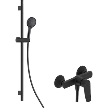 Sprchový set kielle Nefia - Sprchový set s baterií, tyčí, hadicí a sprchovou hlavicí EcoSpare, matná černá 20627SN44