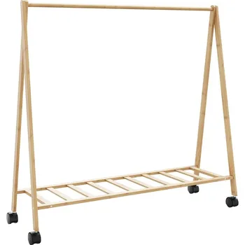 Věšák vidaXL Stojan na oblečení s policemi a kolečky 106x34x106,5 cm bambus [4008903]