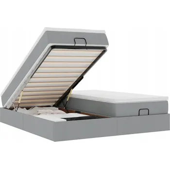 Postel Rám postele s úložným prostorem (otomana) a matracemi, šedá, 160x200 cm