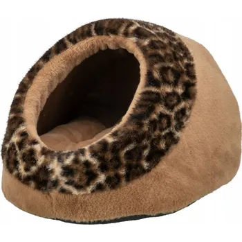 Pelíšek pro psa TRIXIE Leo Pelíšek plyšová kočičí budka pro psa hnědá panterka 41x26x35 cm