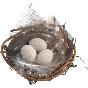 Vánoční ozdoba Pro Háčkování Dekorace proutěné hnízdo s bílými vajíčky