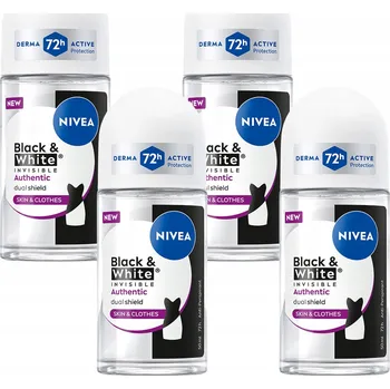 NIVEA Black&White AUTHENTIC Antiperspirant pro ženy kuličkový 72h 50ml x4
