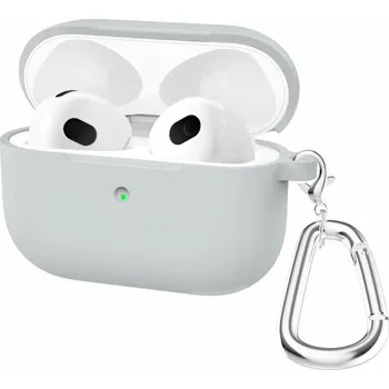 Pouzdro na mobilní telefon Silikonový obal s karabinou pro AirPods 3 - šedý