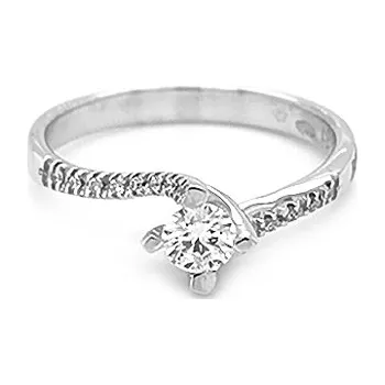 Prsten Zlatý Zásnubní Prsten s Diamanty 2010787