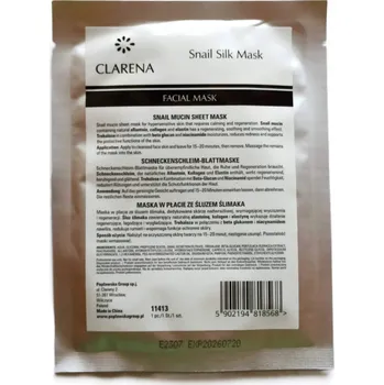 Pleťová maska Clarena Snail Silk Mask pleťová maska v plátýnku s hlemýždím extraktem