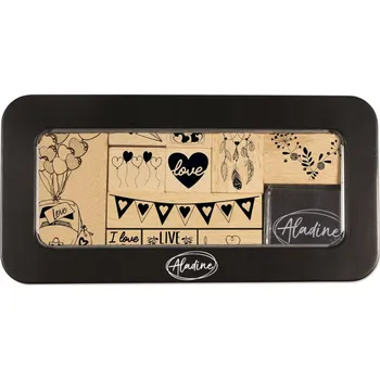 Dětské razítko Razítka v krabičce Aladine Láska 11 ks