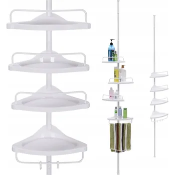 Koupelnový nábytek Rohová koupelnová police nastavitelná, 85-305 cm, bílá