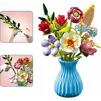 ostatní stavebnice STAVEBNICE KVĚTINY VE VÁZE SADA 109 DÍLKŮ. 3D KYTICE KVĚTIN VÁZA