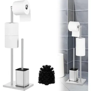 Stojan na toaletní papír s držákem a WC štětkou nerezová ocel