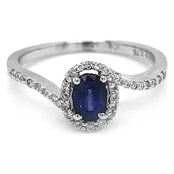 Prsten Zlatý Prsten se Safírem a Diamanty 2010578