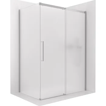 CERANO - Sprchový kout Lantono - pravá - 8 mm - Soft-Close - chrom, mléčné sklo - 120x70 cm - posuvný