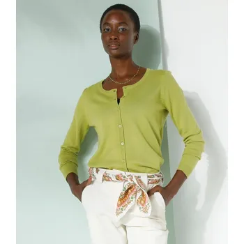 Dámský svetr Jednobarevný svetr na knoflíky mechová 46/48