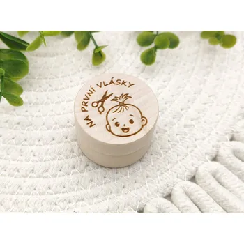 Dekorace do dětského pokoje Dřevěná krabička Na první vlásky | D-decor