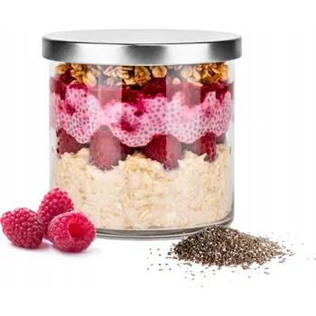 Dóza na potraviny SKLENĚNÁ Nádoba na Sypké Potraviny 10cm TIDY Glasset Kovové Víčko