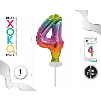 Balónek Fóliový balónek barvy duhy číslice 4, 4''/11 cm