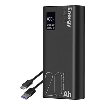 Powerbanka POWERBANK 20000 mAh 22.5W QC PD 2x USB USB-C RYCHLÝ SILNÝ POWER BANK ČERNÝ