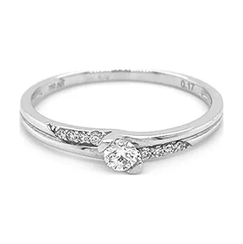 Prsten Zlatý Zásnubní Prsten s Diamanty 2010886