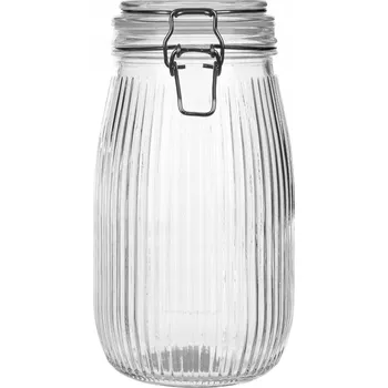 Sklenice ZAVAŘOVACÍ SKLENICE SKLENICE S KLIPEM A SPONOU HERMETICKÁ NÁDOBA KULATÝ WEK 1450 ml