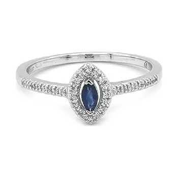 Prsten Zlatý prsten se safírem a diamanty 2011395