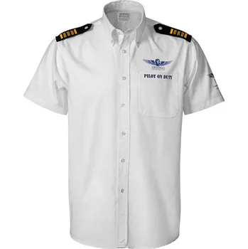 Pánská košile Košile s nárameníky Antonio Pilot on Duty - bílá, L