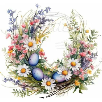 Textilní nažehlovací páska Dante Nažehlovačka Velikonoční věneček 11 - 6 x 6 cm