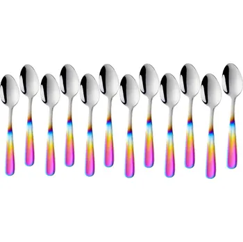 Příbor Nerezové kávové lžičky duhové 13,5 cm 12 kusů