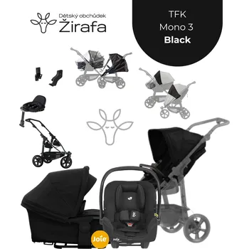 Kočárek Akční set TFK Mono 3 Black 10v1 2025 Kola: Nafukovací (Air-wheel)