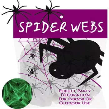 Halloweenská svítící pavučina s 20 pavouky