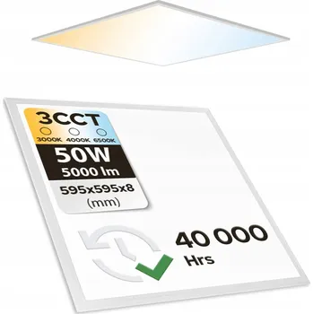 LED panel HOROZ LED Stropní Panel SLIM Backlit 50W 3CCT Čtverec Pro Montáž Pod Omítku/Na Omítku 60x60x0,8 cm