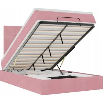 Postel VidaXL Rám postele s úložným prostorem a matracemi, růžový, 120x200 cm, samet