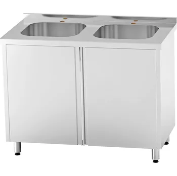 Nerezový dřez Nerezový dvojdřez se skříňkou lisovaný 120x60x85cm, (dřez 50x40x30cm)