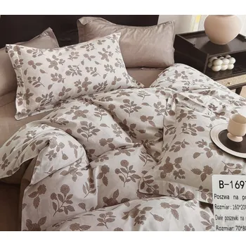 Povlečení Sada povlečení 100% bavlna Mengtianzi B-1697 béžová s květinami 200 x 220 3 ks