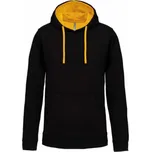 Mikina unisex Kariban s kontrastní kapucí - černá-žlutá, XS