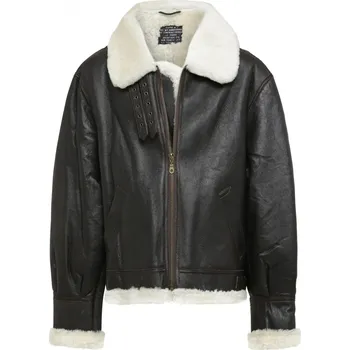 Bunda kožená Mil-Tec US Bomber B3 s límcem - hnědá, 3XL