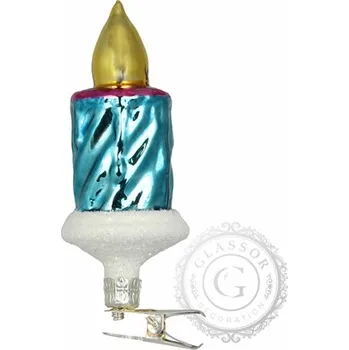 Vánoční dekorace Svíčka tyrkysová s plamínkem