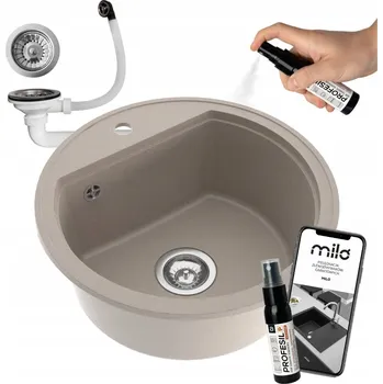 Granitový dřez Jednokomorový granitový dřez Milo Oval béžový