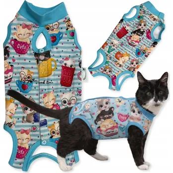 Obleček pro psa POOPERAČNÍ OBLEČEK pro kočky PSA Velikost L Zástěrka POHODLNÉ KOČIČKY MODRÉ