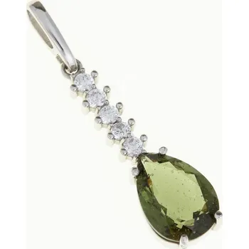 Přívěsek My Moldavite Stříbrný přívěsek s vltavínem a zirkony P412Z