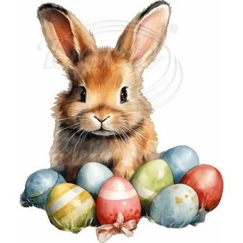 Textilní nažehlovací páska Dante Nažehlovačka Zajíček mezi kraslicemi 6 - 10 x 12 cm