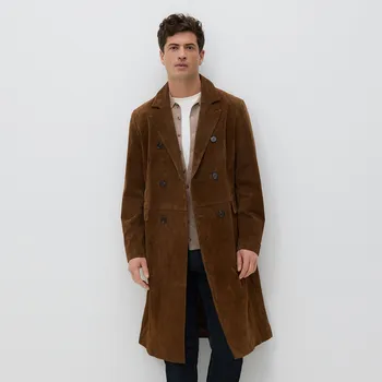 Dámský kabát Reserved - Dvouřadý zamszový kabát - zlatavá hnědá - 570HK-82X - 570HK-82X-XXL