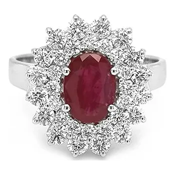 Prsten Zlatý Prsten s Rubínem a Diamanty 2010441