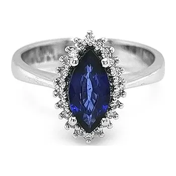 Prsten Zlatý Prsten se Safírem a Diamanty 2010424