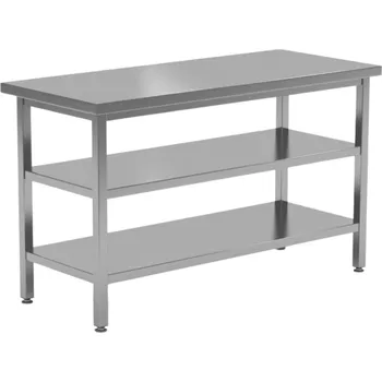 Dílenský stůl Nerezový prostorový stůl 2 police 50x60x85cm
