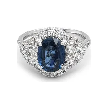 Prsten Zlatý Prsten se Safírem a Diamanty 2011581