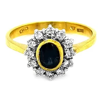 Prsten Zlatý Prsten se Safírem a Diamanty 2010612