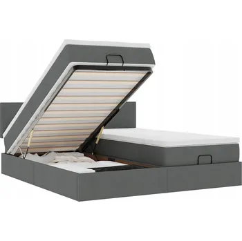 Postel VidaXL Rám postele otoman s matracemi, šedá, 180x200 cm, látka