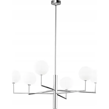 Lustr FEME Stříbrný Bílý Skleněná Stínidla 6xG9 Závěsná Lampa do Obýváku Domů