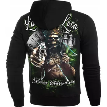 Pánská mikina Pánská mikina s kapucí Extreme Adrenaline LA VIDA LOCA - černá vel. XL