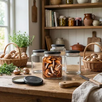 Skleněné čtvercové zavařovací sklenice se šroubovacími víčky SEZON 500 ml 4 ks