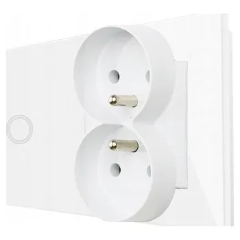 Elektrická zásuvka DVOJITÁ ZÁSUVKA S JEDNOPÓLOVÝM VYPÍNAČEM, BÍLÝ PANEL